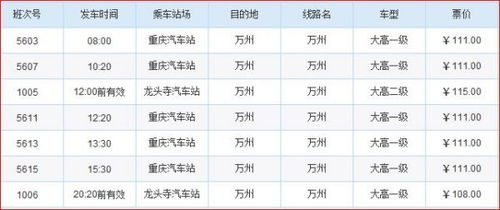 重庆至汽车票多少钱